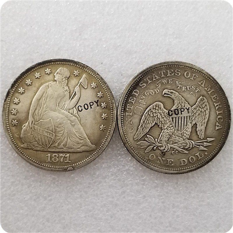 US 1871-CC Seated Liberty One Dollar Copy Coin  For Collection