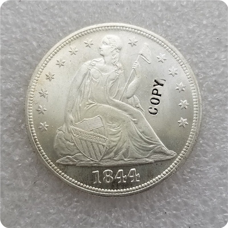 US 1844 Seated Liberty UNC Silver One Dollar Copy Coin  For Collection