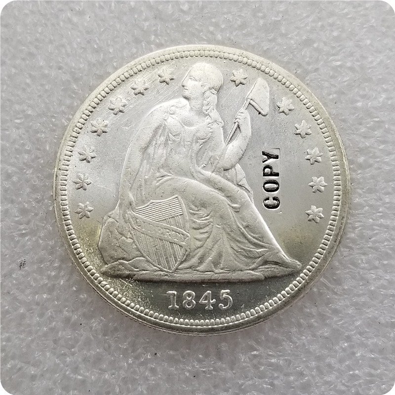 US 1845 Seated Liberty UNC Silver One Dollar Copy Coin  For Collection