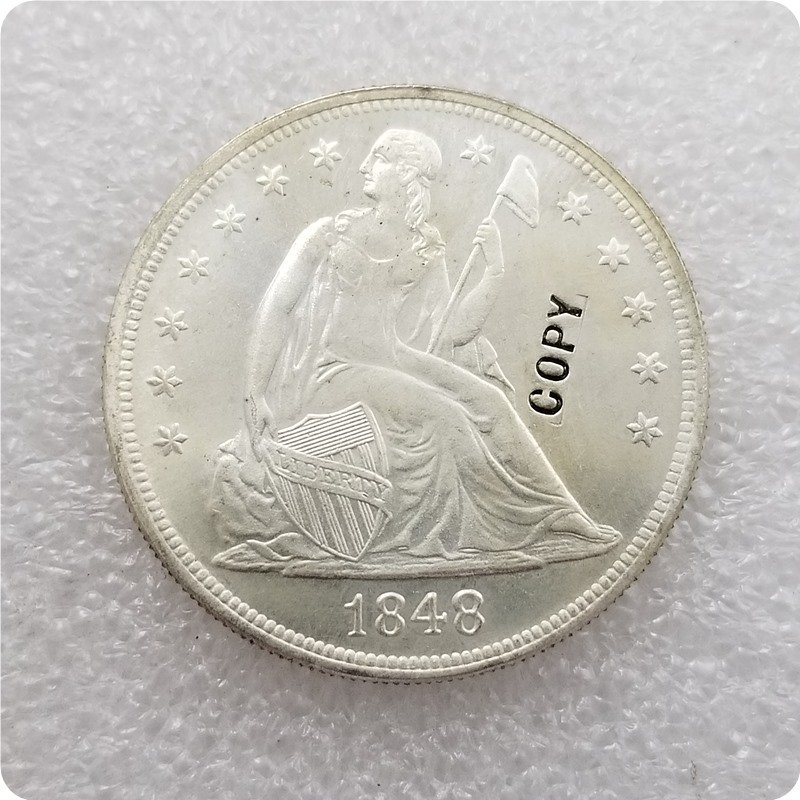 US 1848 Seated Liberty UNC Silver One Dollar Copy Coin  For Collection