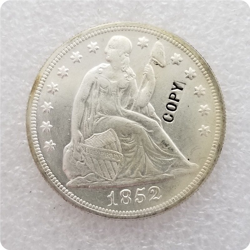US 1852 Seated Liberty UNC Silver One Dollar Copy Coin  For Collection