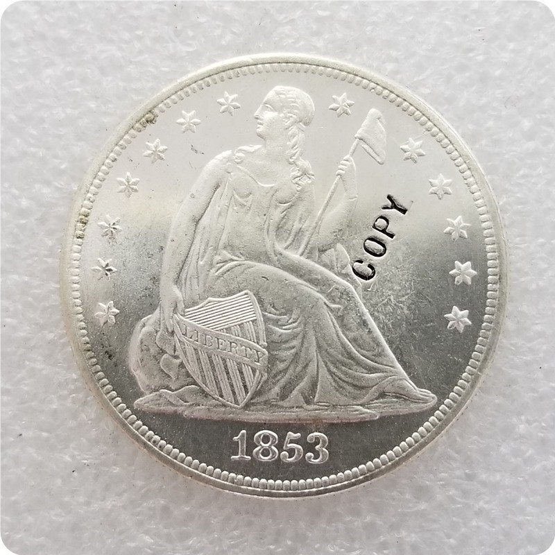 US 1853 Seated Liberty UNC Silver One Dollar Copy Coin  For Collection