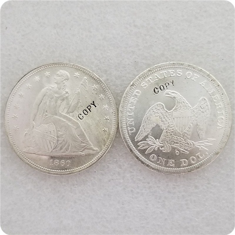 US 1860-0 Seated Liberty UNC Silver One Dollar Copy Coin  For Collection
