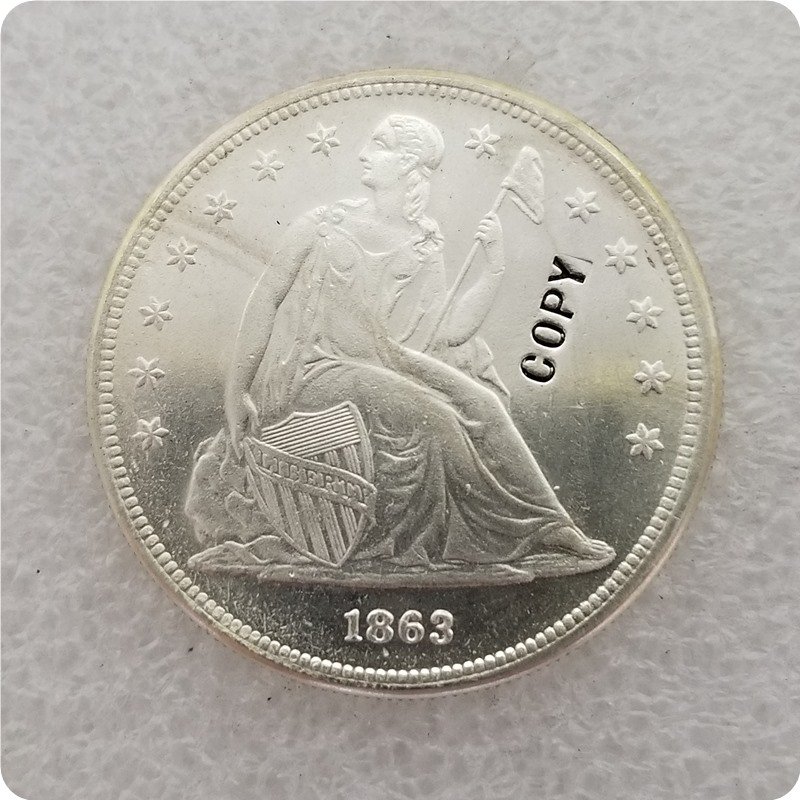 US 1863 Seated Liberty UNC Silver One Dollar Copy Coin  For Collection