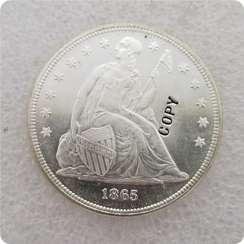 US 1865 Seated Liberty UNC Silver One Dollar Copy Coin  For Collection