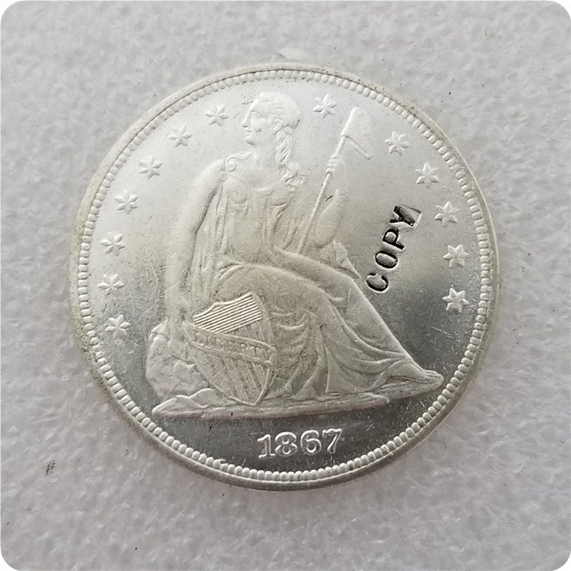 US 1867 Seated Liberty UNC Silver One Dollar Copy Coin  For Collection