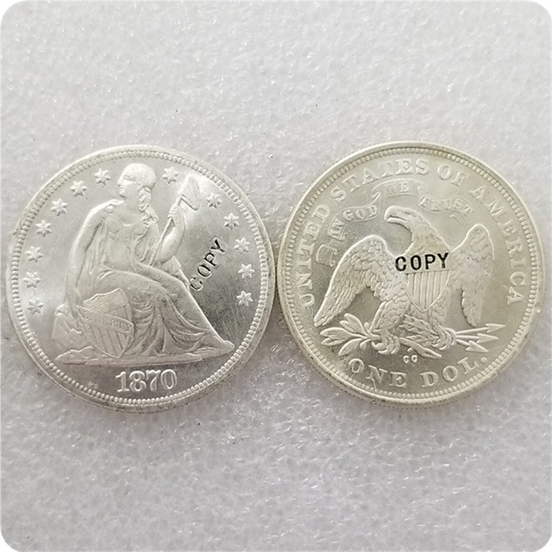 US 1870-CC Seated Liberty UNC Silver One Dollar Copy Coin  For Collection