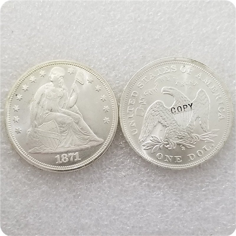 US 1871-S Seated Liberty UNC Silver One Dollar Copy Coin  For Collection