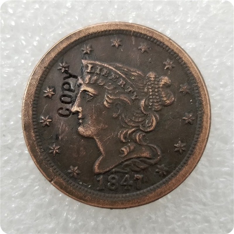 US 1847 Braided Hair Half Cent Copy Coin  For Collection