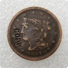 US 1851 Braided Hair Half Cent Copy Coin  For Collection