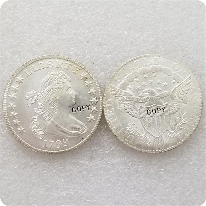 US 1799 UNC Silver Draped Bust Dollar Heraldic Eagle Copy Coin  For Collection