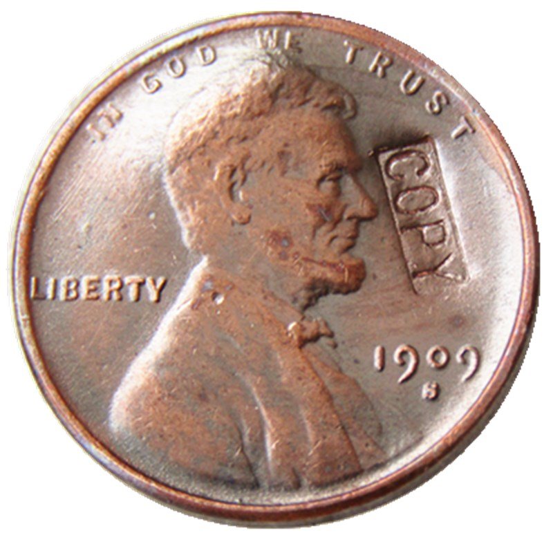 US 1909-S Lincoln Head One Cent 100% Copper Copy Coin