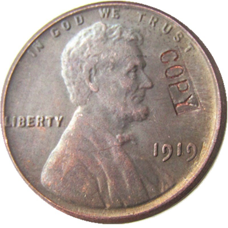 US 1919 Lincoln Head One Cent 100% Copper Copy Coin