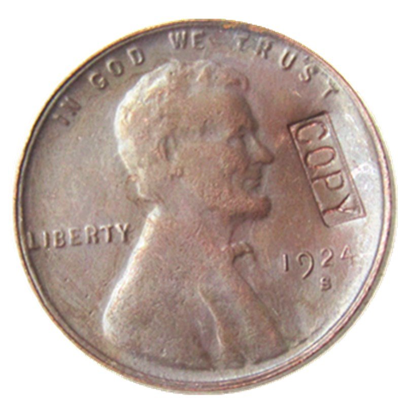 US 1924-S Lincoln Head One Cent 100% Copper Copy Coin