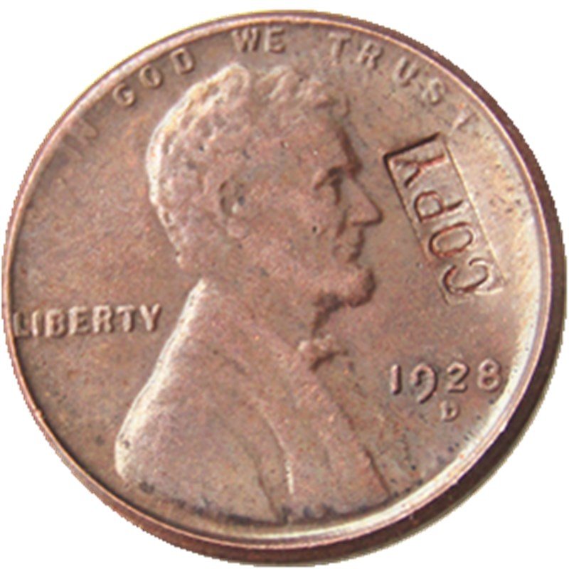US 1928-D Lincoln Head One Cent 100% Copper Copy Coin