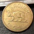 1944 Greenland (Denmark) 5 Kroner-Christian X Brass Copy Coin 31mm