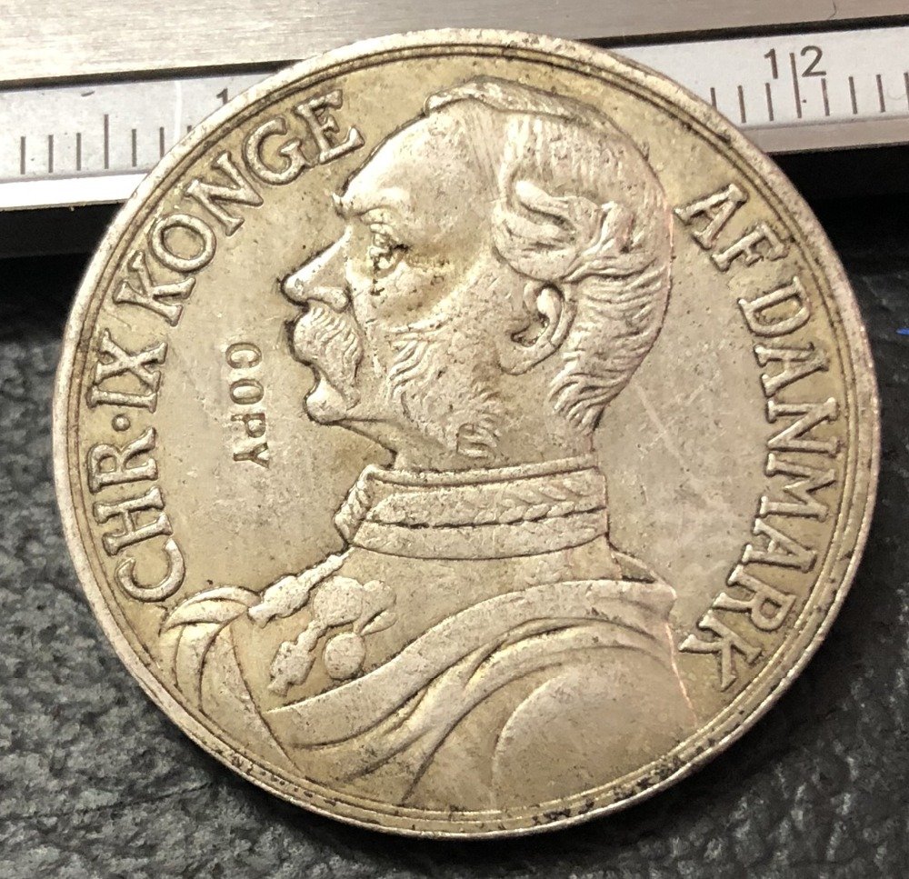 1905 Danish West Indies 40 Cents / 2 Francs-Christian IX Silver Plated Coin Copy