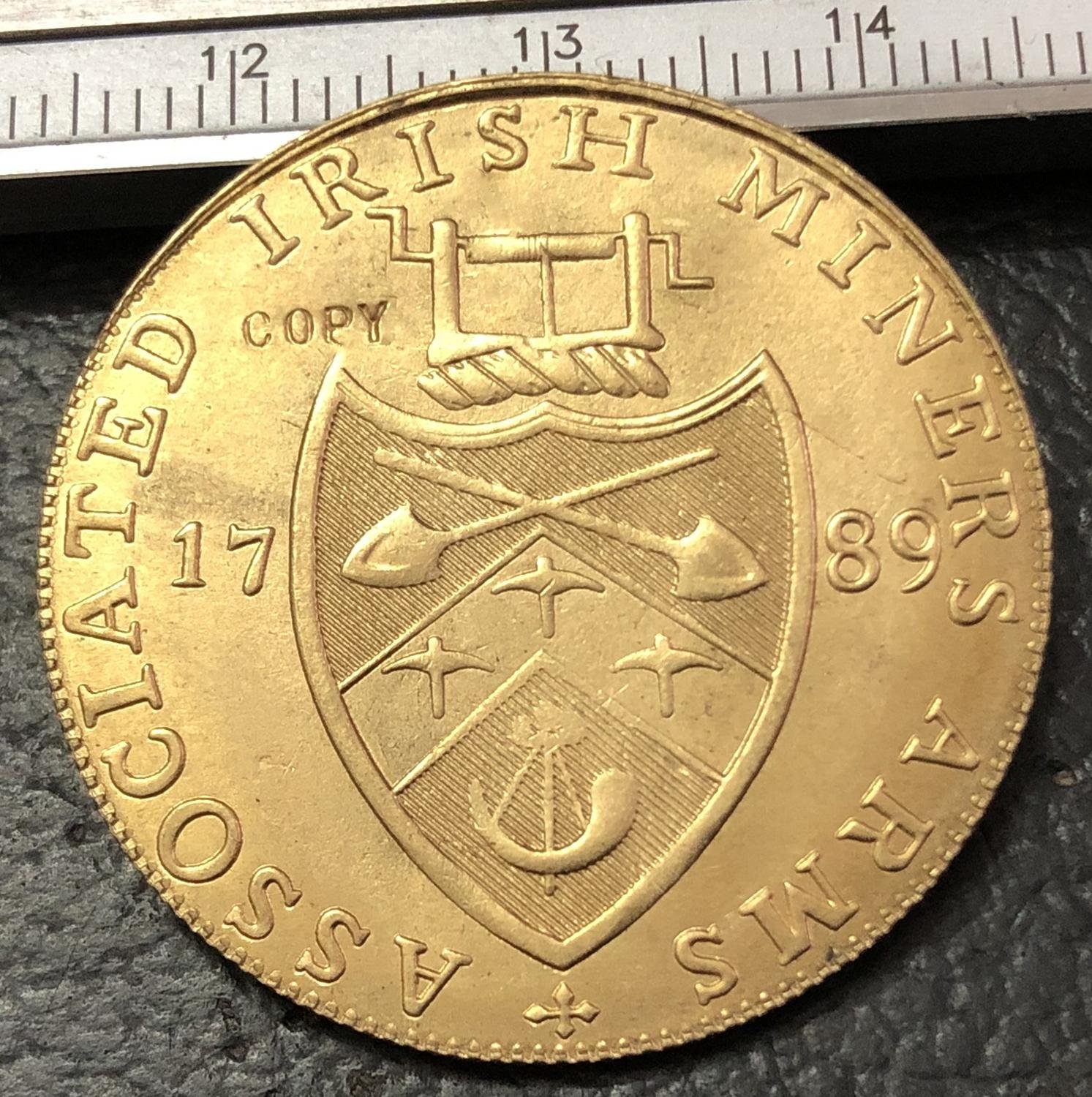 1789 Ireland Associated Irish Miners Half Penny Brozen Metal Copy Coin