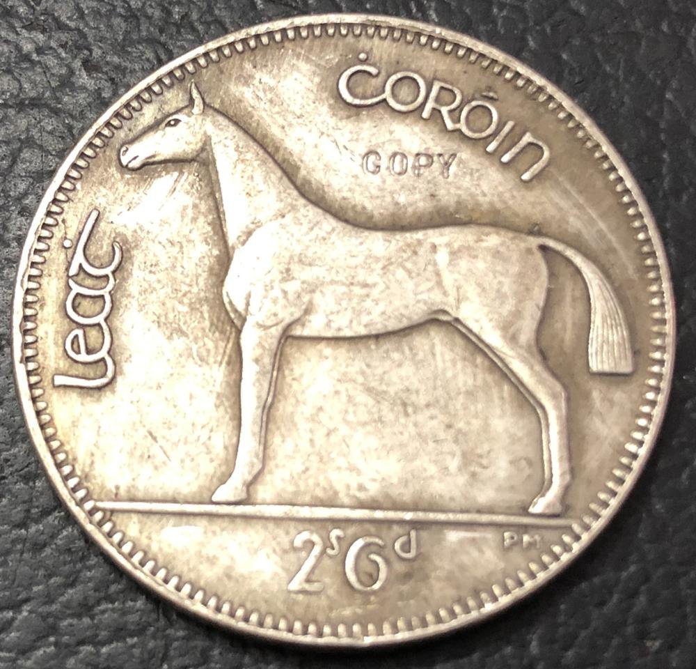 1961 Ireland 1/2 Coroin/ 2 Scilling 6 Pingin Silver Plated Copy Coin