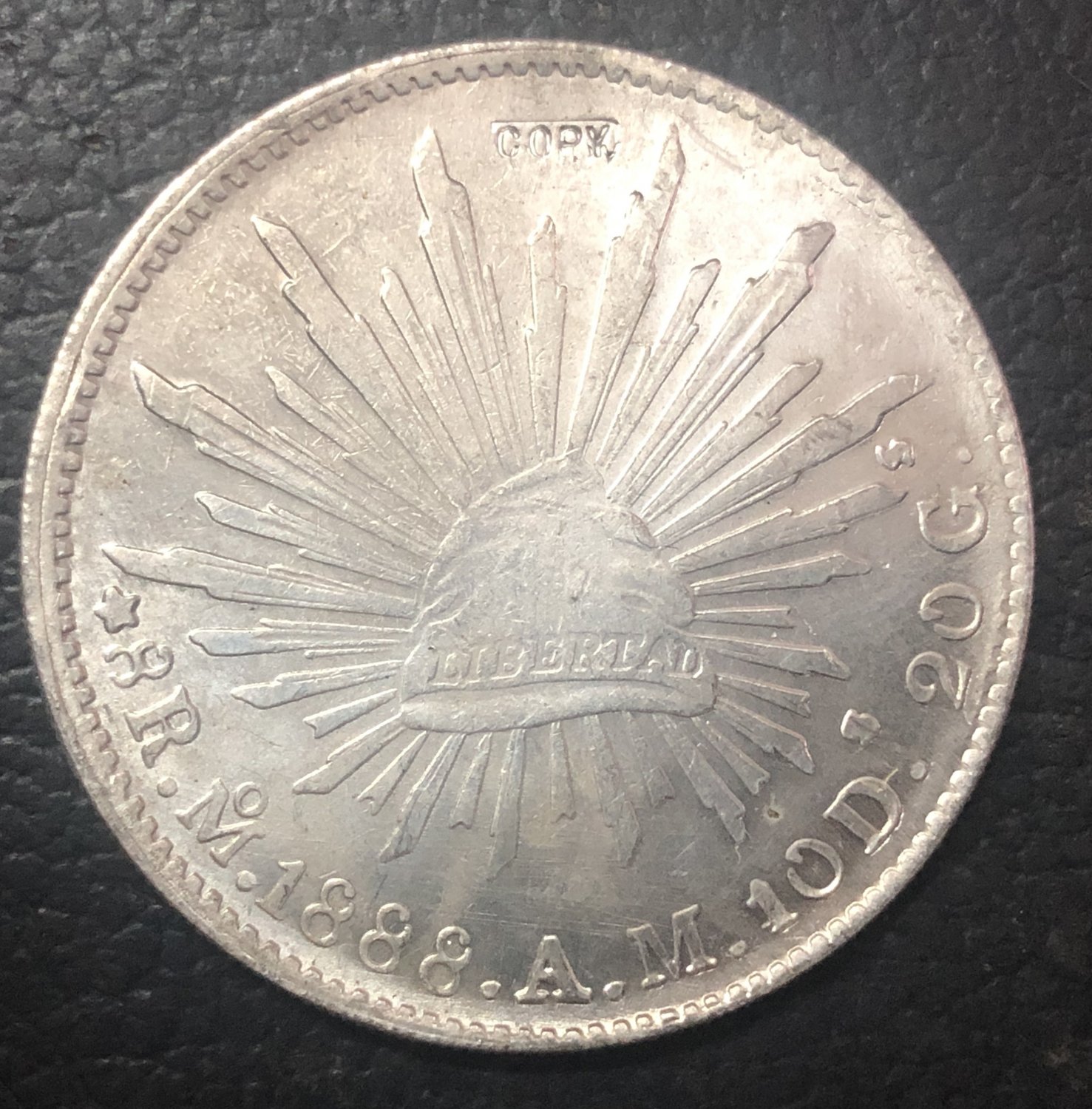 1888 Mexico 8 Reales Silver Plated Copy coin