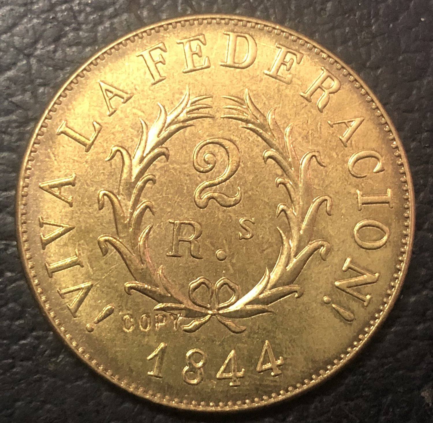 1844	Buenos Aires 2 Reales Copy Coin