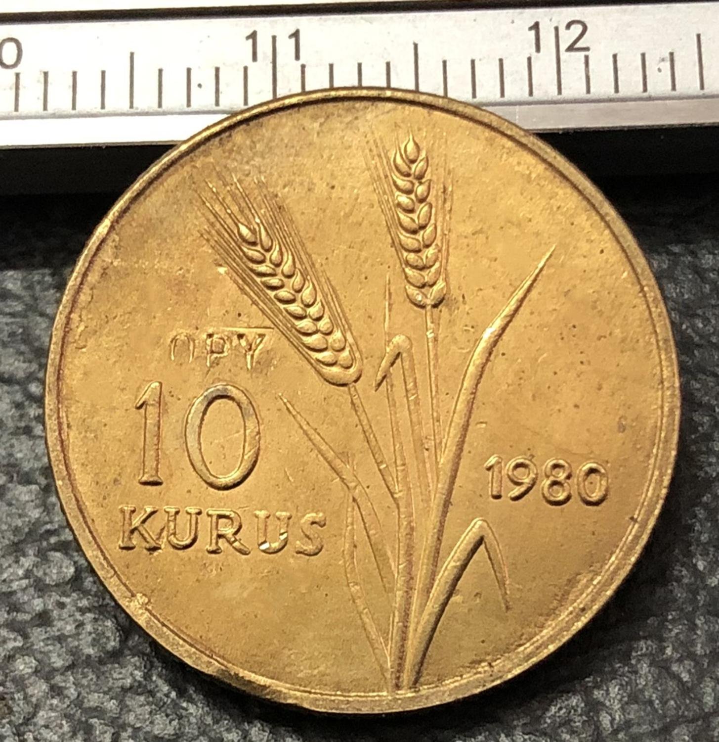 1980 Turkey 10 Kurus FAO Gold Copy Coin