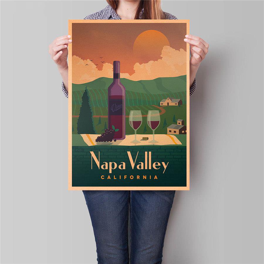 California City Poster Summer Holiday Travel Hand Painted Vintage Kraft Paper Poster 42x30cm