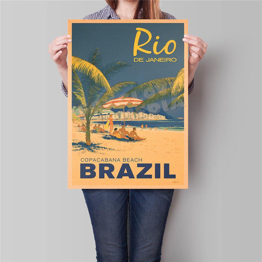 Brazil Landscape Poster Hand Painted Landmark Drawing Wall Art Sticker Poster 42x30cm