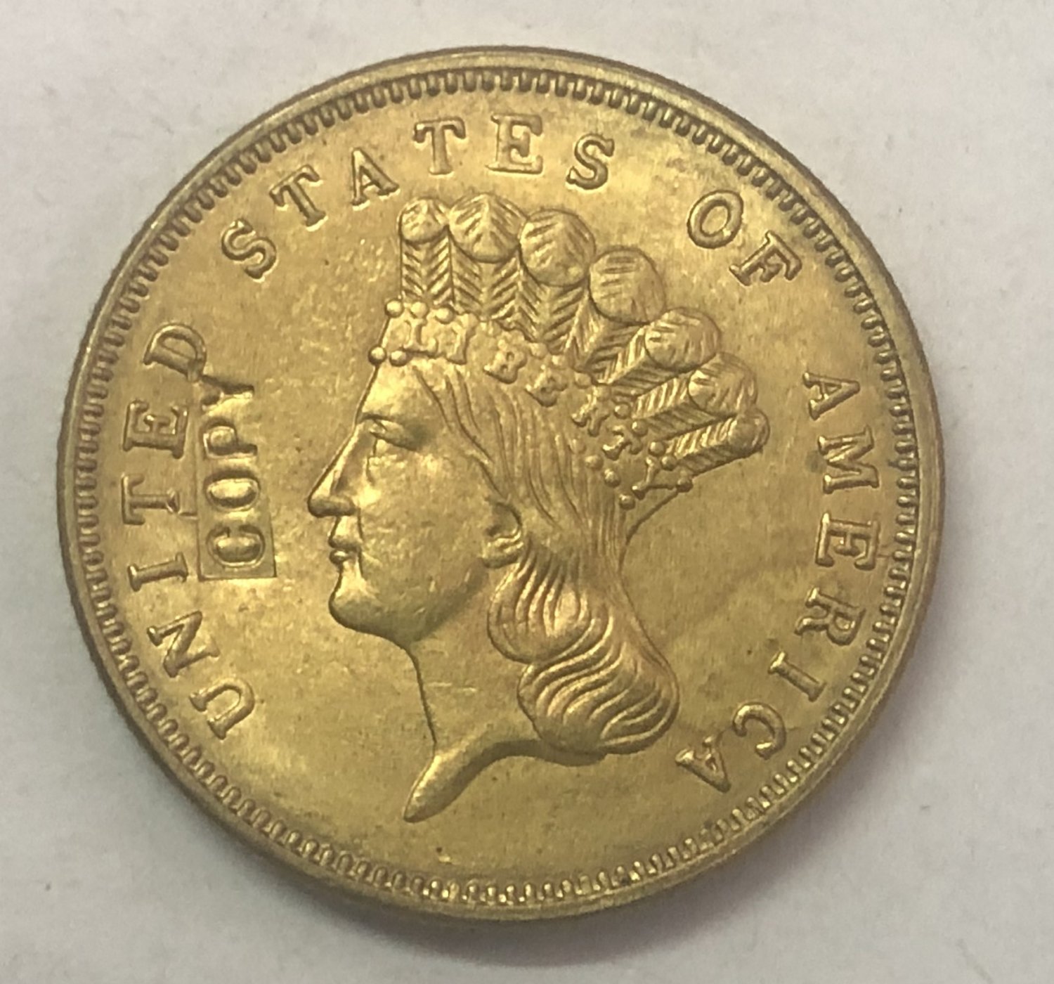 United Stated 1888 Liberty Head Three Dollars Gold Copy Coin
