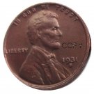 US 1931-S Lincoln Head One Cent Penny Copy Coin US 1931-S Lincoln Head One Cent Penny Copy Coin