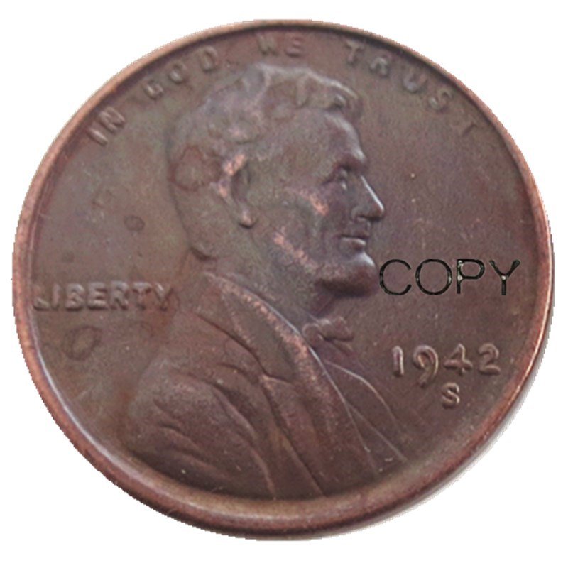 US 1942-S Lincoln Head One Cent Penny Copy Coin