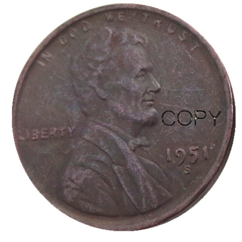 US 1951-S Lincoln Head One Cent Penny Copy Coin