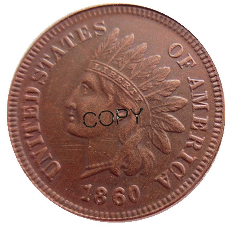 US 1860 Indian Head One Cent Copper Copy Coins