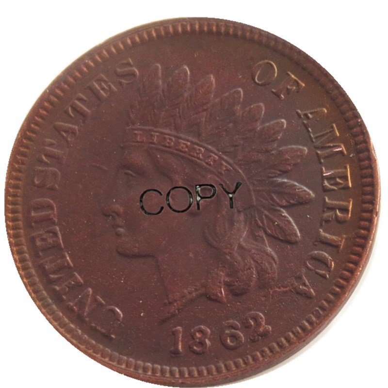 US 1862 Indian Head One Cent Copper Copy Coins