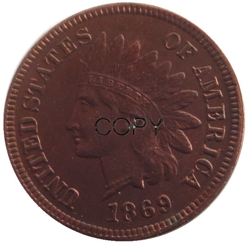 US 1869 Indian Head One Cent Copper Copy Coins