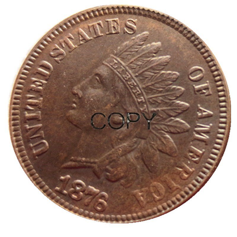 US 1876 Indian Head One Cent Copper Copy Coins