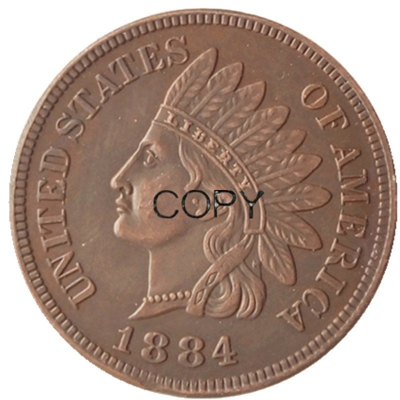 US 1884 Indian Head One Cent Copper Copy Coins