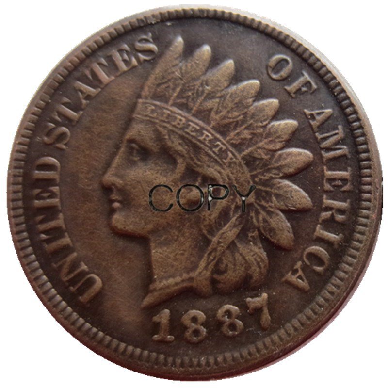 US 1887 Indian Head One Cent Copper Copy Coins