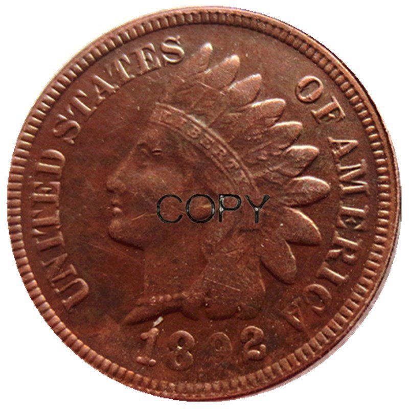 US 1892 Indian Head One Cent Copper Copy Coins