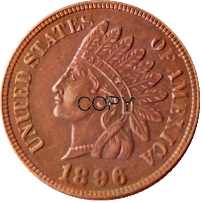 US 1896 Indian Head One Cent Copper Copy Coins