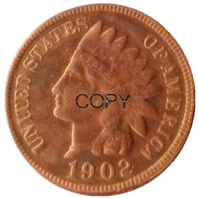 US 1902 Indian Head One Cent Copper Copy Coins