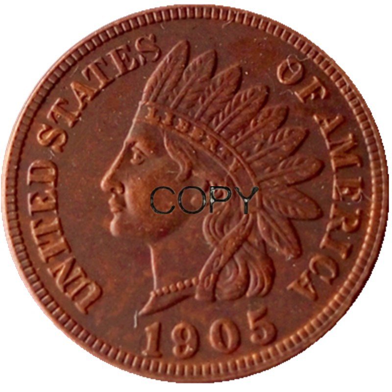 US 1905 Indian Head One Cent Copper Copy Coins