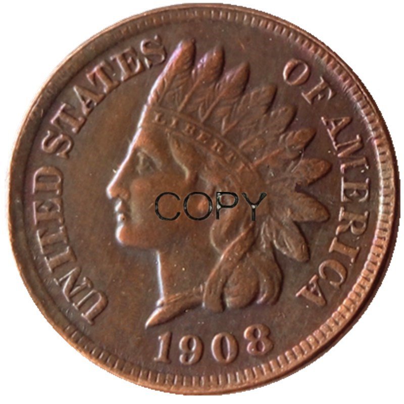 US 1908-S Indian Head One Cent Copper Copy Coins