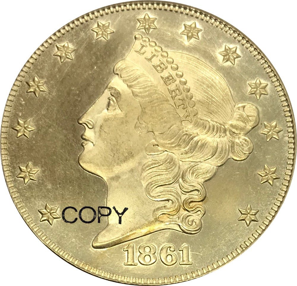 1861 Confederate States of America Confederate Double Eagle $20 Twenty Dollars Brass Copy Coins