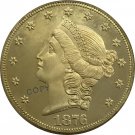 US 1876 Liberty Head Twenty Dollars Brass Copy Coins