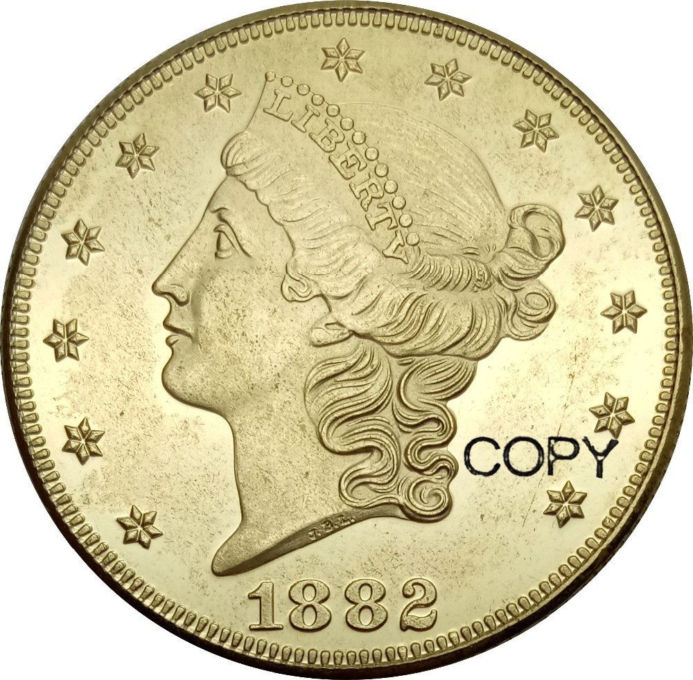 US 1882 Liberty Head Twenty Dollars Brass Copy Coins