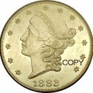US 1882 Liberty Head Twenty Dollars Brass Copy Coins US 1882 Liberty Head Twenty Dollars Brass Copy Coins