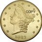 US 1883 Liberty Head Twenty Dollars Brass Copy Coins