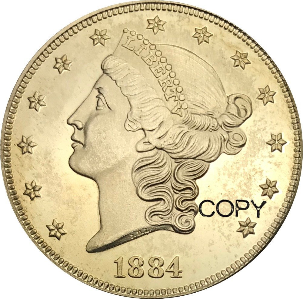 US 1884 Liberty Head Twenty Dollars Brass Copy Coins