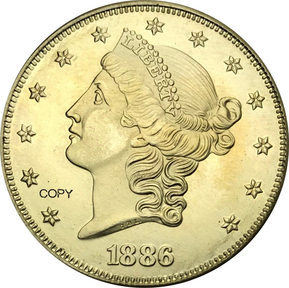 US 1886 Liberty Head Twenty Dollars Brass Copy Coins